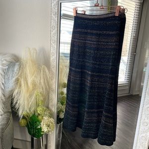 BCBGMAXAZRIA Metallic Midi Skirt XXS